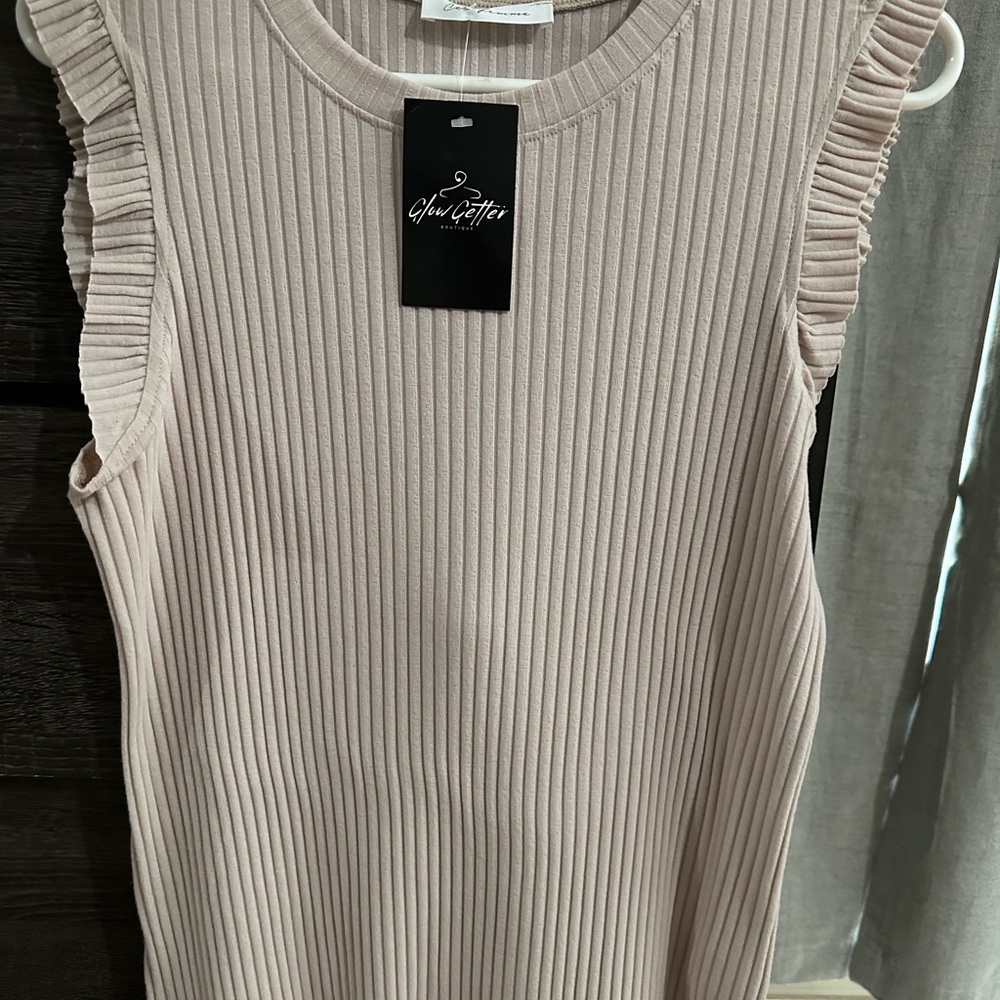 Ces Femme Light Beige Ribbed Top